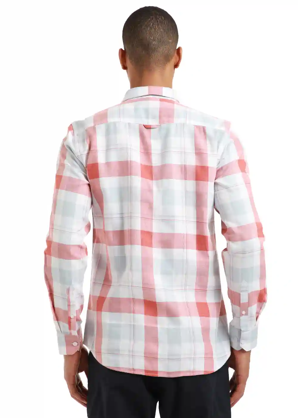 Banana Club Melange Salmon Red Check Shirt- (Small)