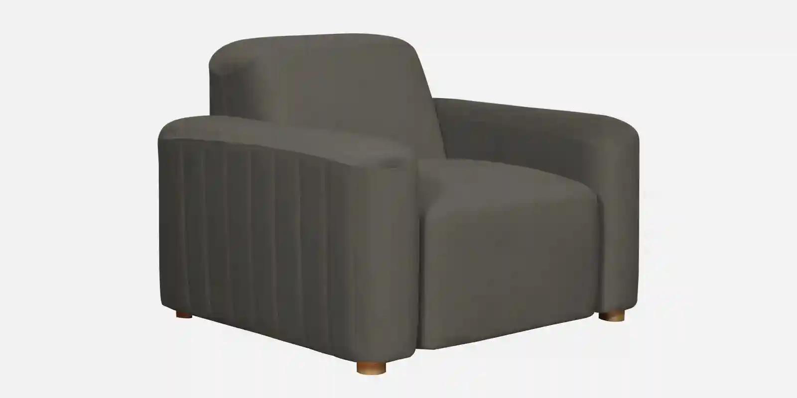 Pine Wood Polyester Fabric Sofa Grey 1-Seater