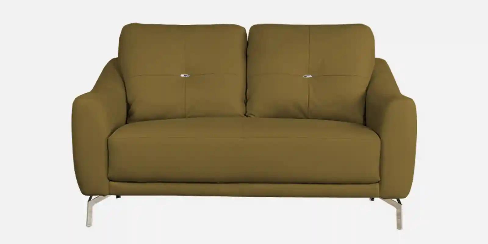 Pine Wood Leatherette Sandstone 2-Seater Sofa