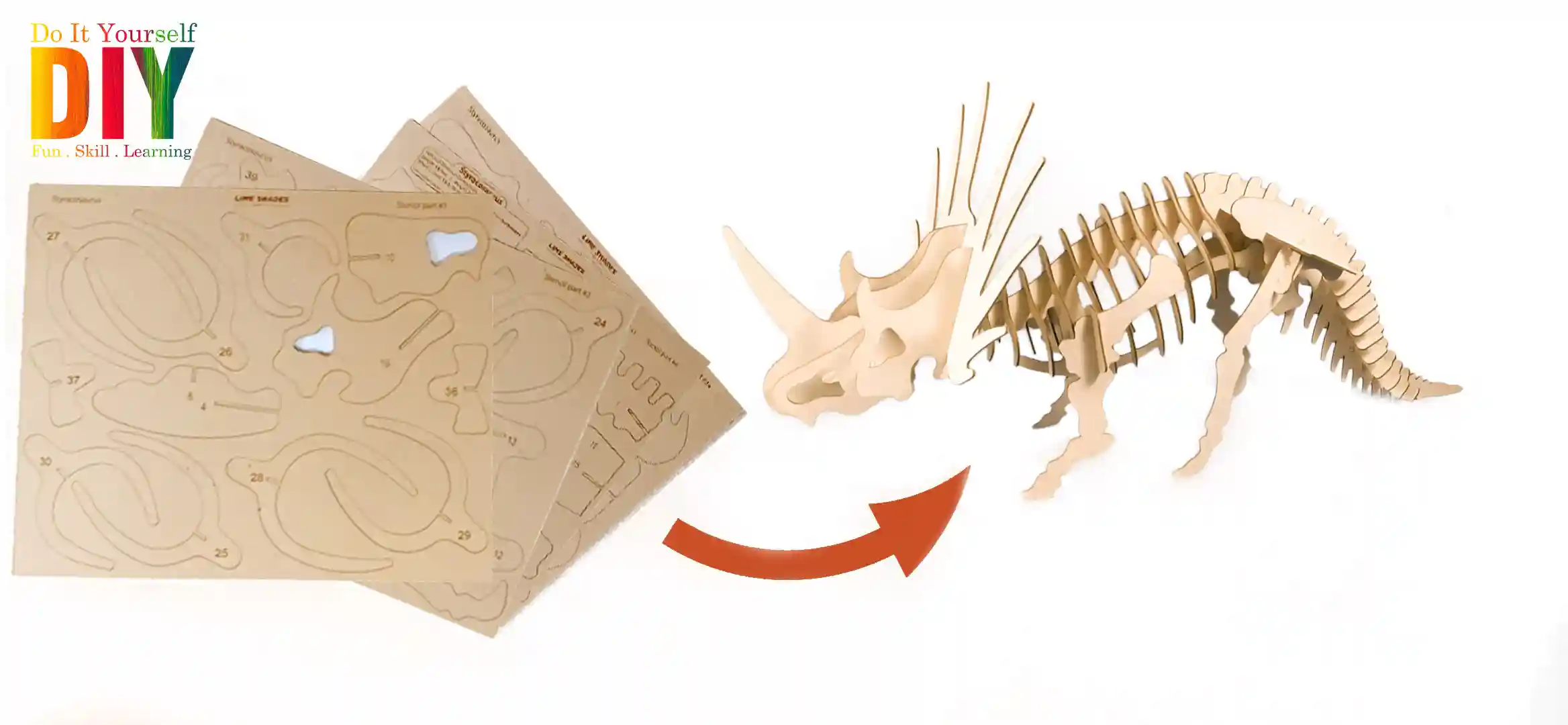 3D Model of styracosaurus dinosaur in form of puzzle DIY KIT