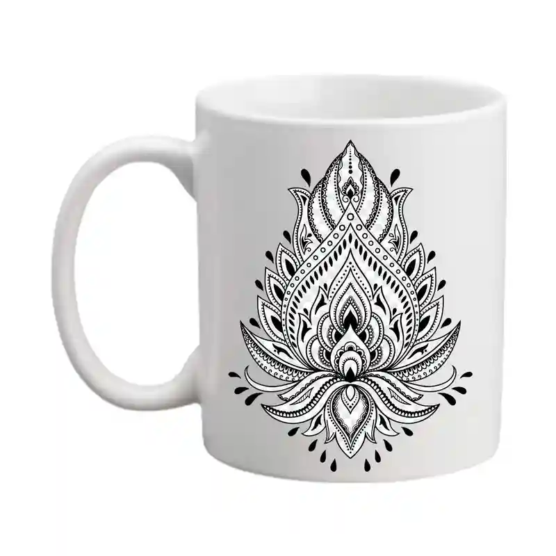 TrendzyKart Art Leaf design Printed Ceramic Coffee Mug - White (350 Ml)