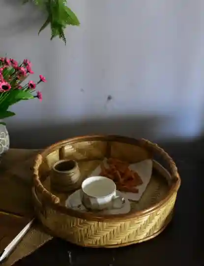 Cane Wood Round Basket
