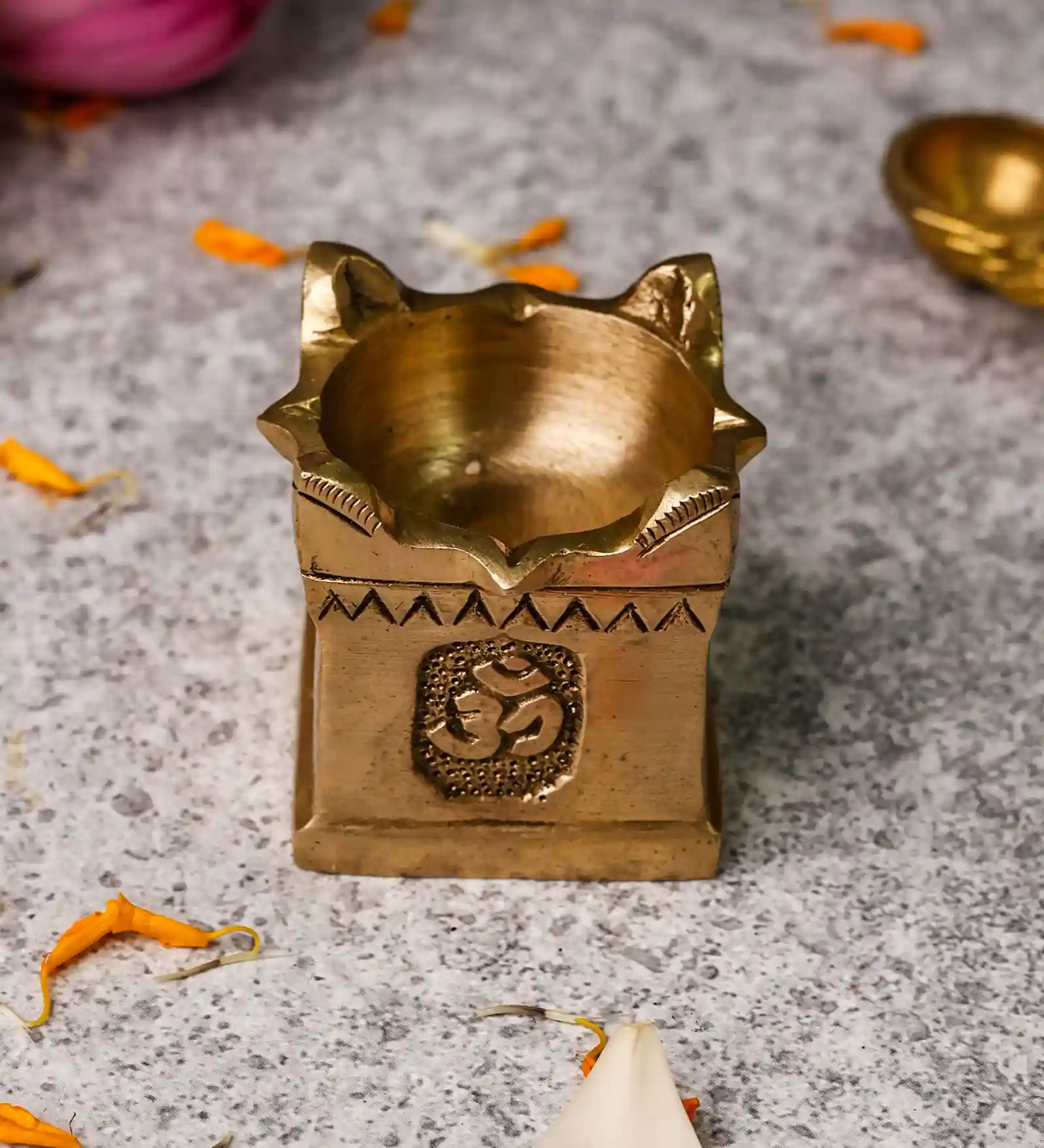 The Advitya Handcrafted Brass Tulsi Diya Oil Lamp