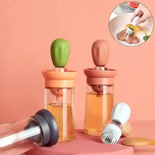 Kunya Glass Oil 2 in 1 Silicone Dropper & Brush Measuring Oil Dispenser (Color Will be Sent as per Stock Availability)