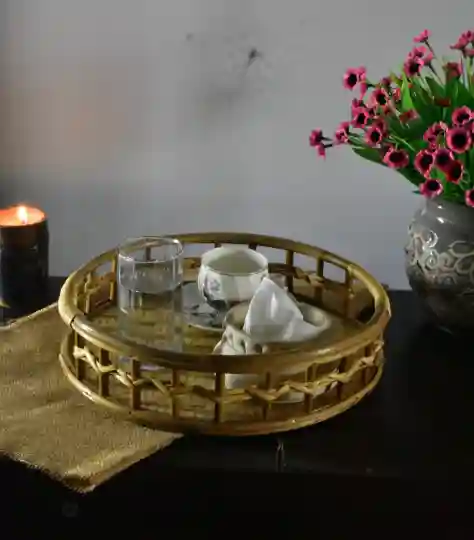 Cane Wood Round Basket