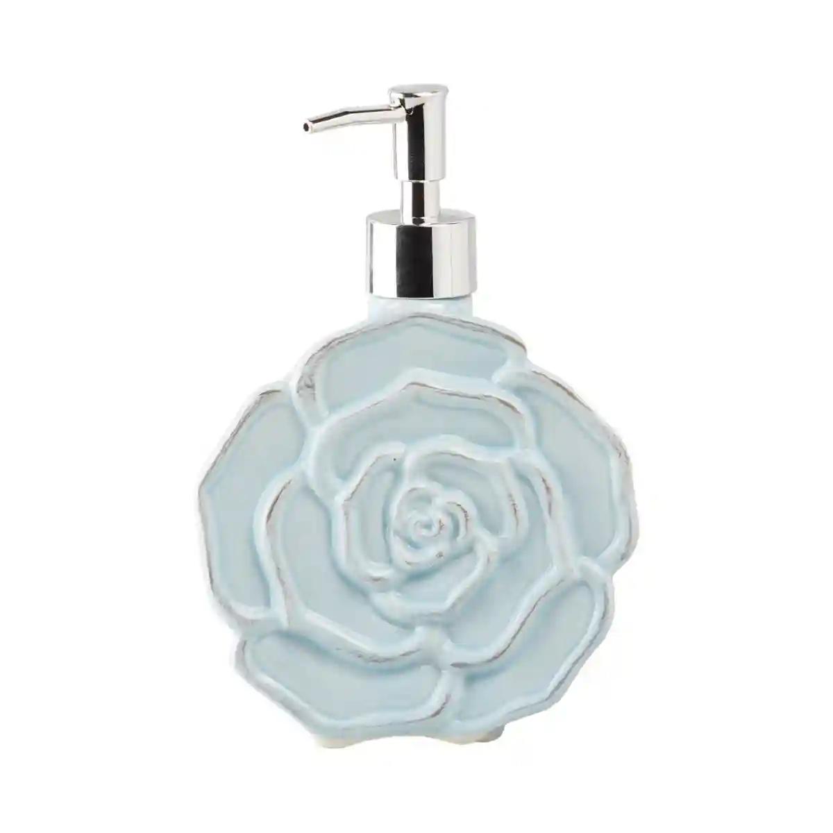 Kookee Ceramic Soap Dispenser for Bathroom handwash, refillable pump bottle for Kitchen hand wash basin, Set of 2 - Blue (7959)