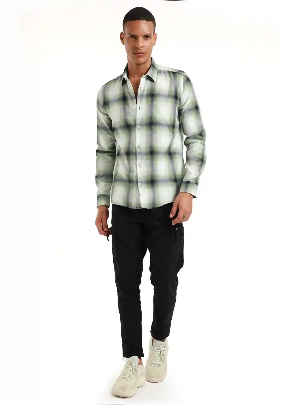 Banana Club Melange Check Leaf Green Shirt- (Small)