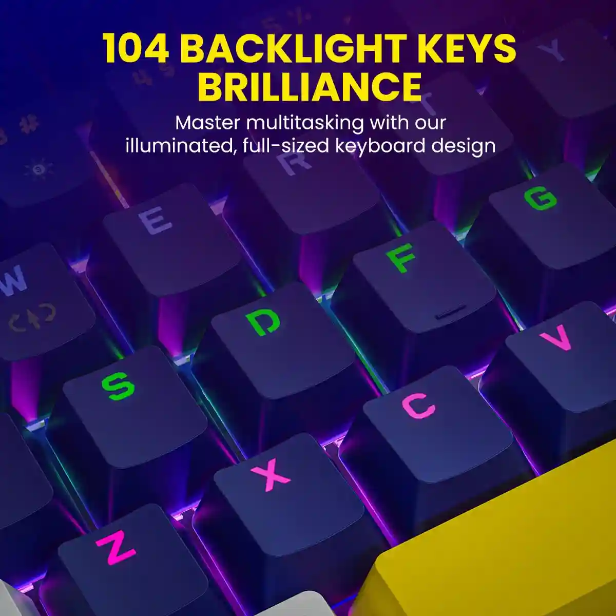 Portronics K2 Mechanical Gaming Keyboard with Red Linear Switches, 1.5 Meter Long Cable & Dynamic Lighting(Blue)