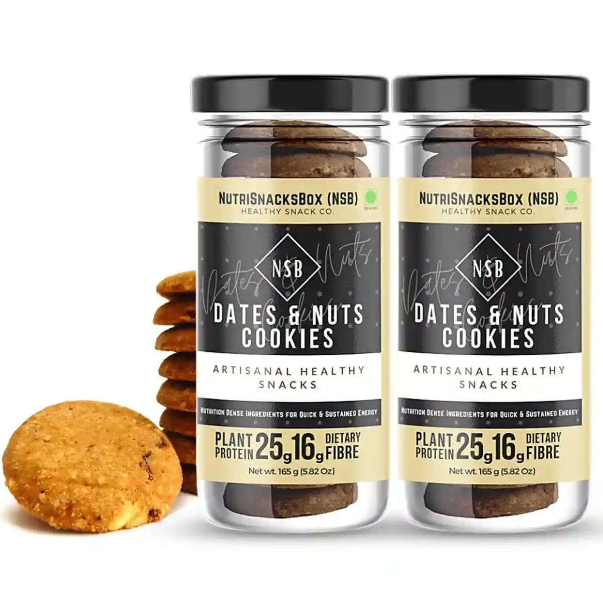 Nutrisnacksbox Healthy Dates & Dry Fruit Nuts Cookies, 300G (Pack Of 2 X 150G) | Dates, Almonds, Cashews | No Added Sugar & Maida | Healthy Snacks For Kids