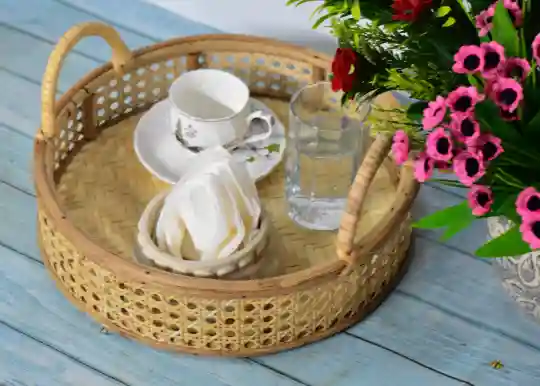 Cane Wood Round Basket
