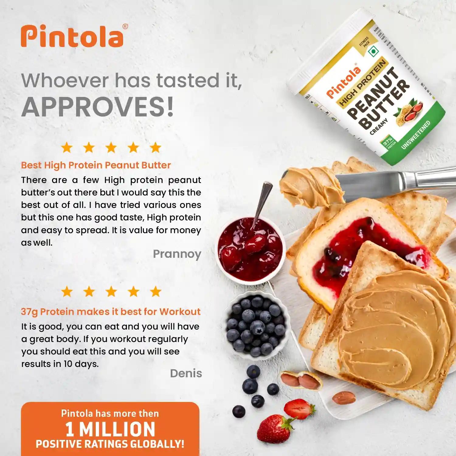 Pintola High Protein All Natural Peanut Butter Creamy 510g