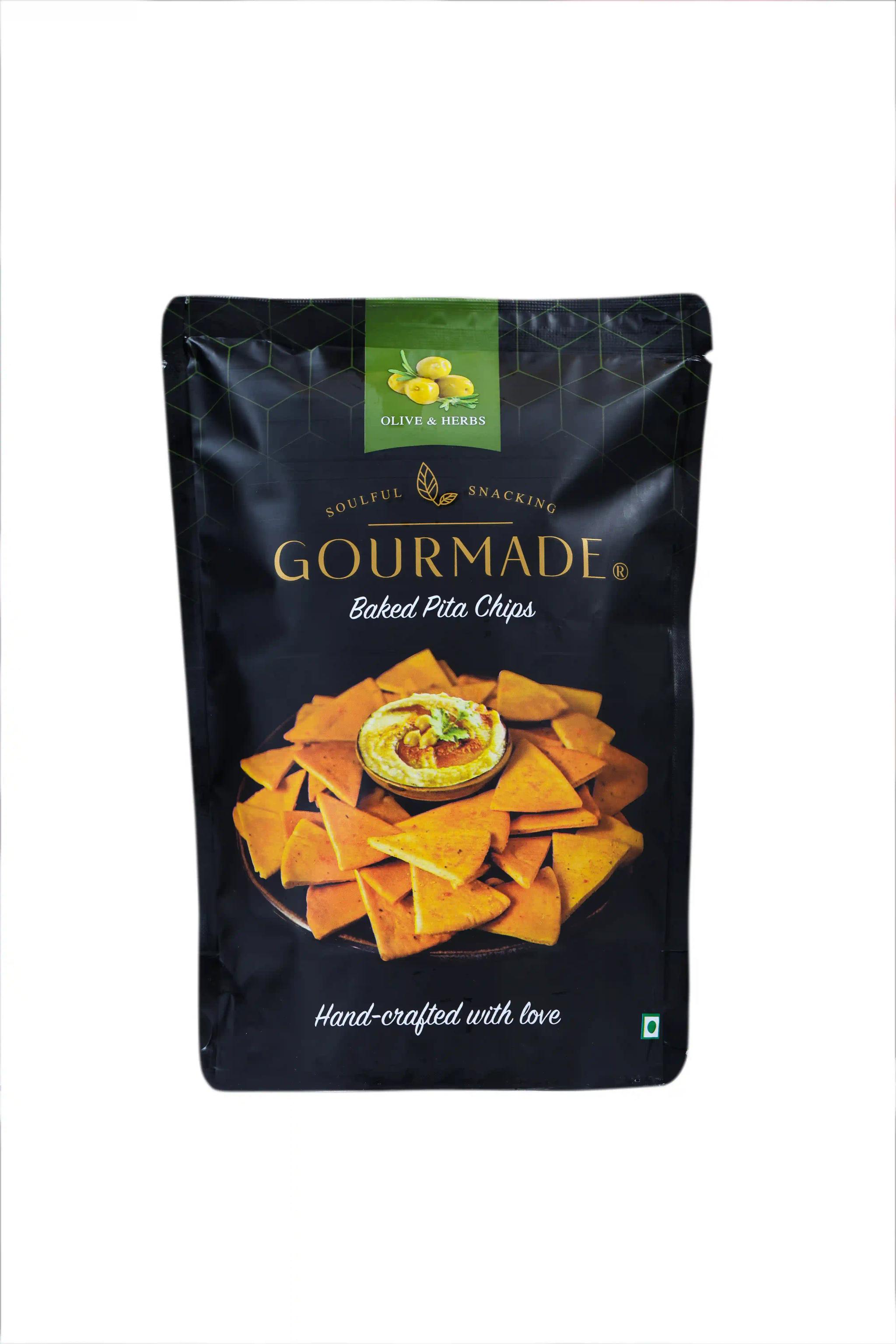 Gourmade Pita Chips | Baked for Healthy Snacking | 2 Chipotle & 1 Olive & Herbs