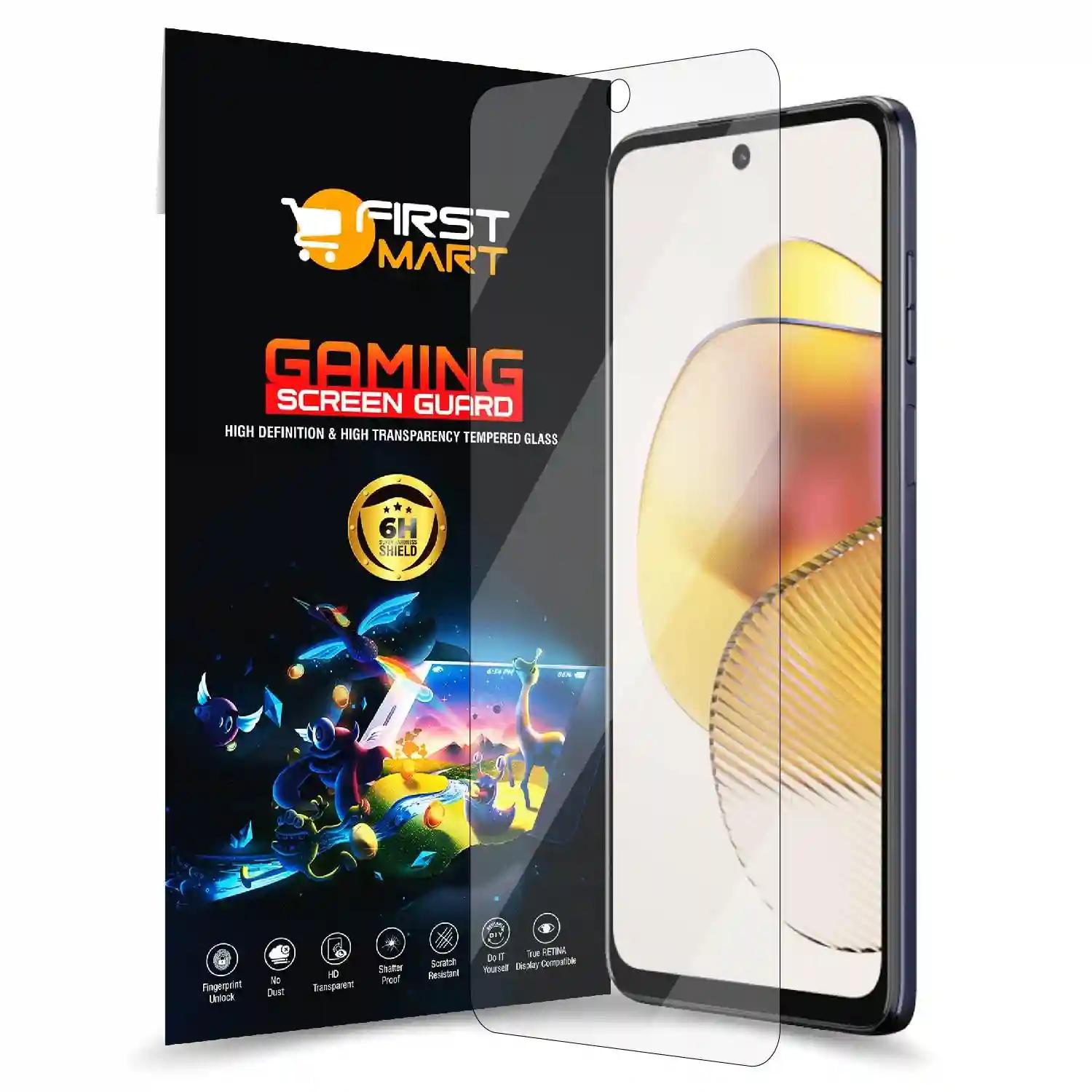 FIRST MART Gaming Screen Protector for Motorola G73 5G (6.5 Inch) Crystal Clear Impossible Fiber Case Friendly & Installation Kit| Gaming Crystal Clear