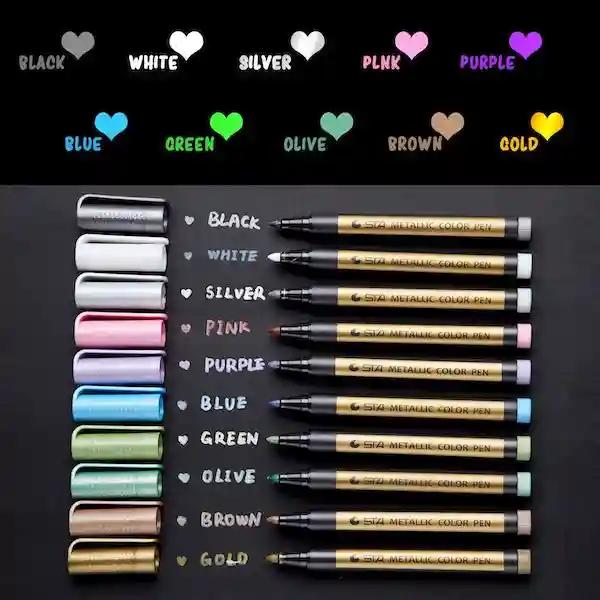 Kunya Premium Metallic Marker Pens Fine Tip Glitter Paint Pen Window Marker - Set of 10