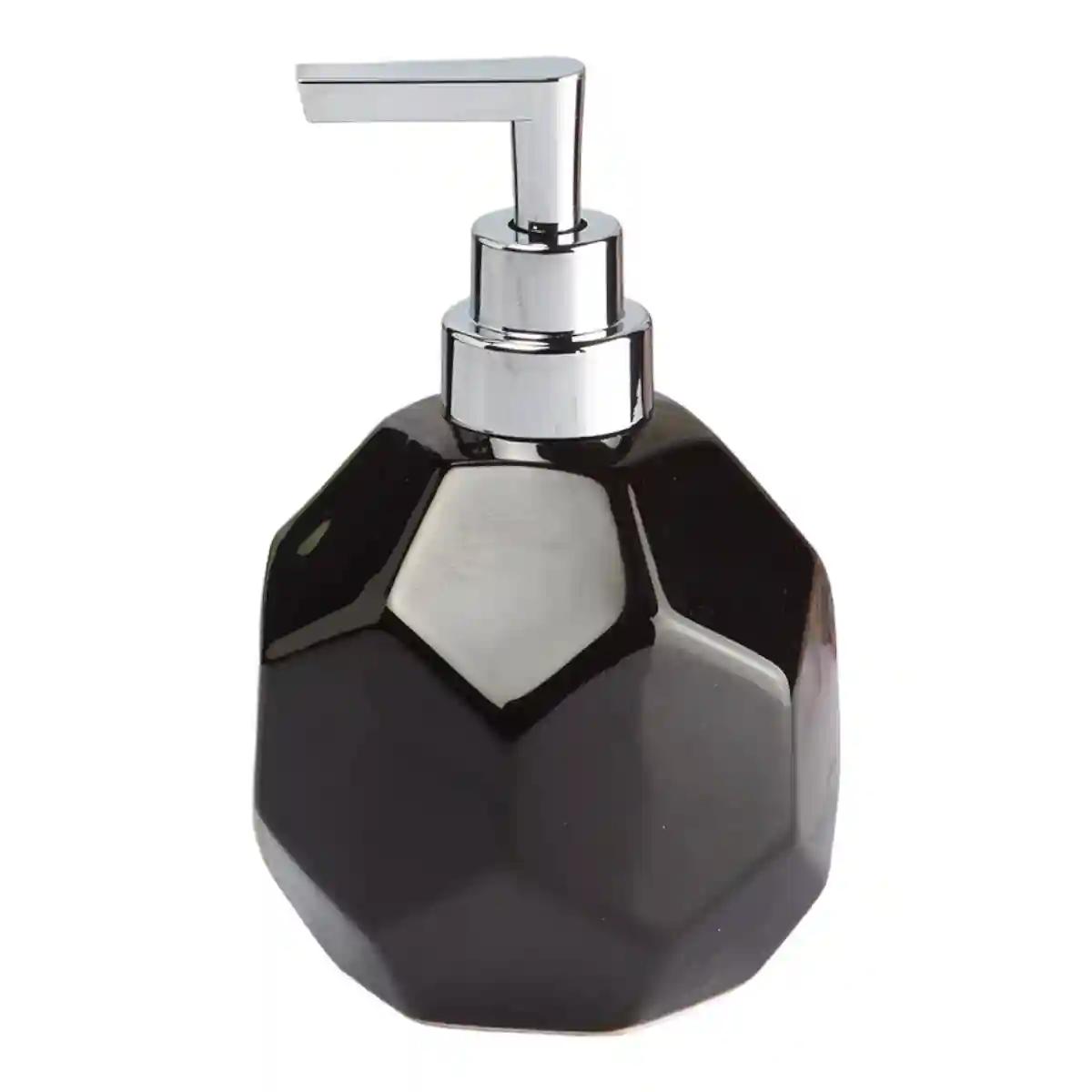 Kookee Ceramic Soap Dispenser for Bathroom handwash, refillable pump bottle for Kitchen hand wash basin, Set of 2 - Black (8024)