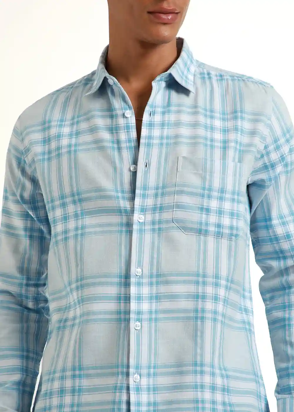 Banana Club Melange Air Blue Check Shirt- (Small)