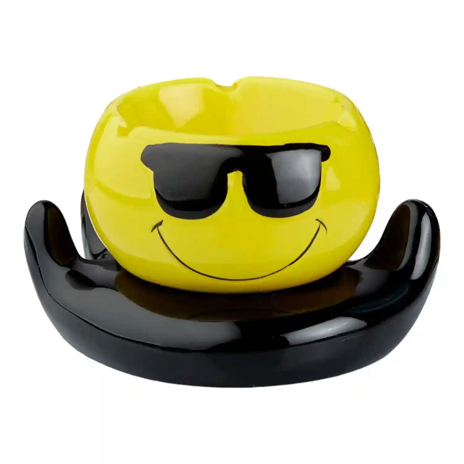 Kookee Groovy Ceramic Ashtray - Unique and Colorful Smoking Accessory with Retro Vibes - Funky Decor for Smokers and Collectors, Yellow/Black (10769)