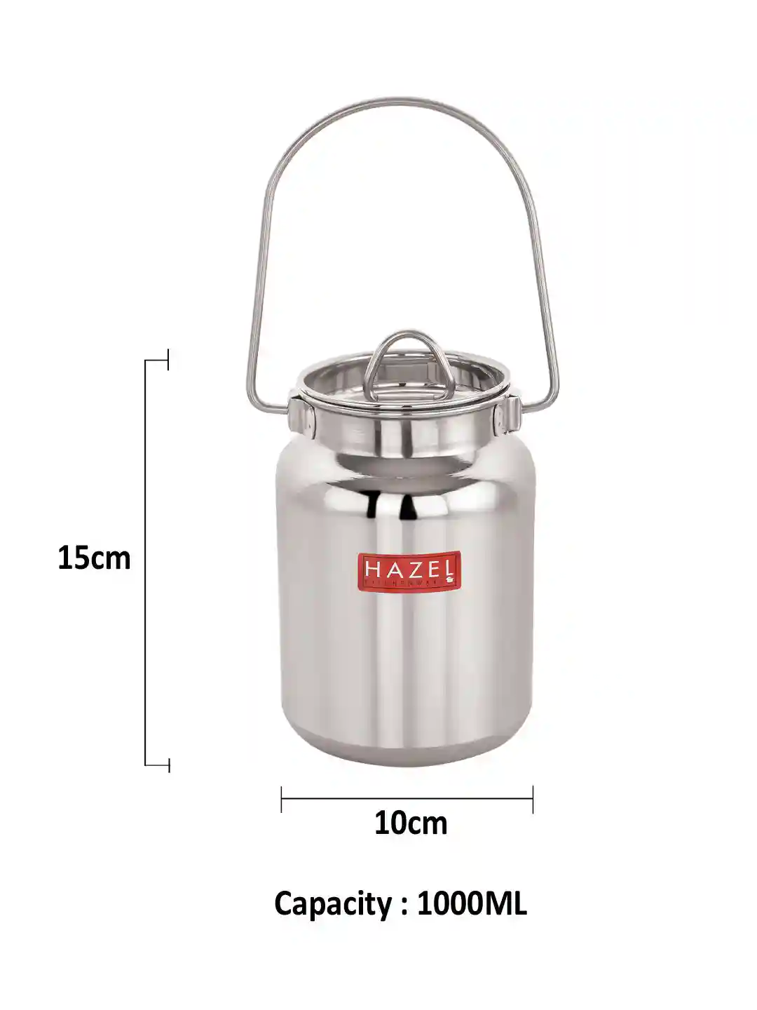 HAZEL Stainless Steel Oil and Ghee Air Tight Container | Oil Pot Container for Kitchen Storage | Heavy Gauge Steel Ghee Can, 1 Litre
