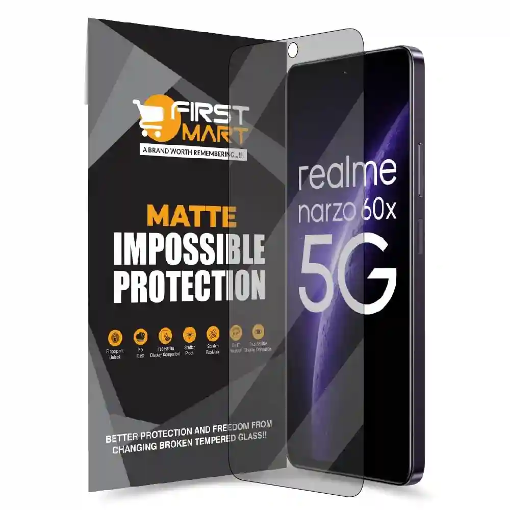 FIRST MART Matte Screen Protector for Realme Narzo 60X 5G (6.72 Inch) Crystal Clear Impossible Fiber Case Friendly Protection with Easy Installation Kit| Matte Fiber