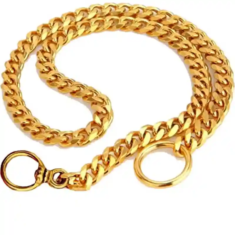 PSK PET MART Brass Heavy Duty Diamond Cut Gold Dog Choke Chain No.10 - 18 Inch Length For Small & Puppies Only