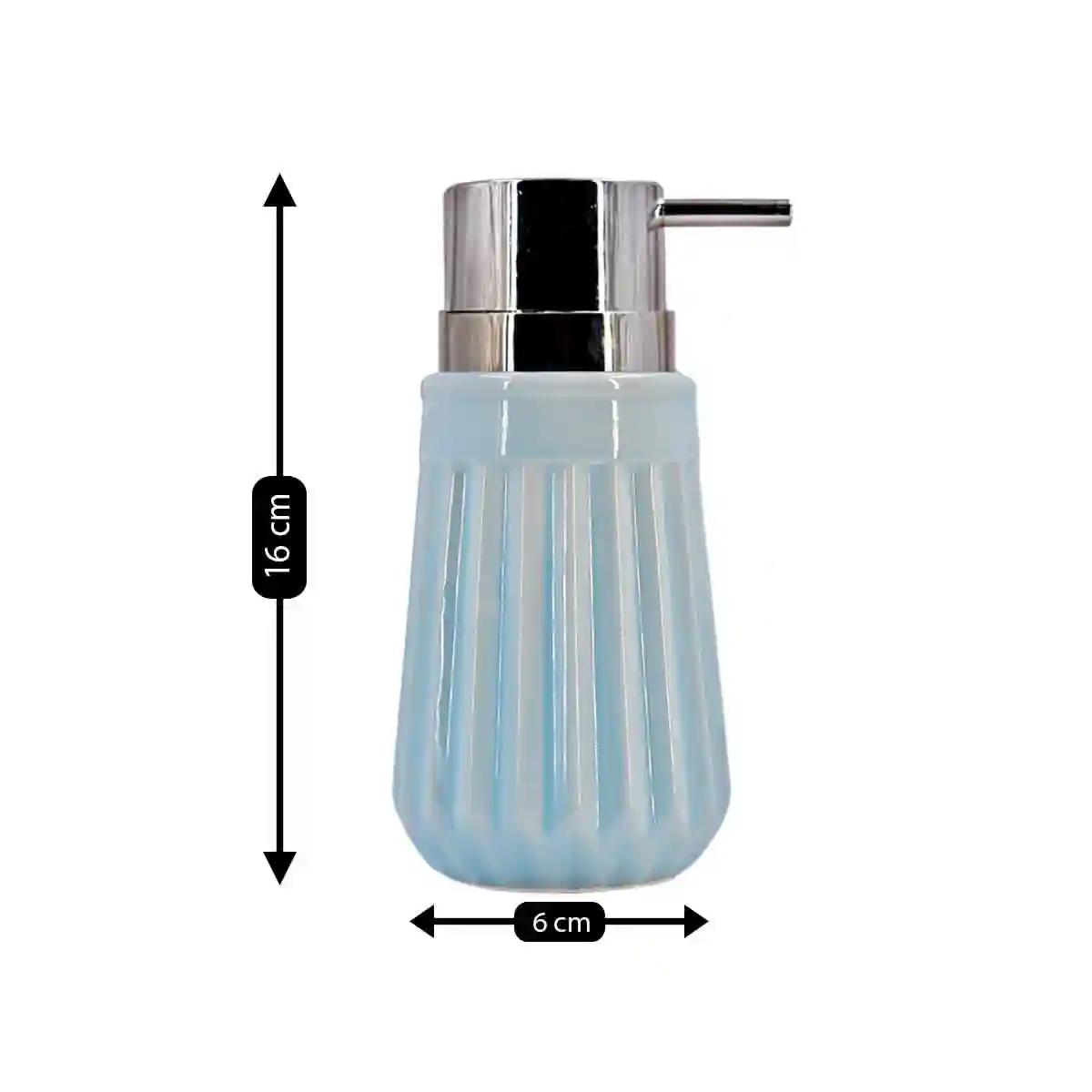 Kookee Ceramic Soap Dispenser for Bathroom handwash, refillable pump bottle for Kitchen hand wash basin, Set of 2 - Blue (7980)