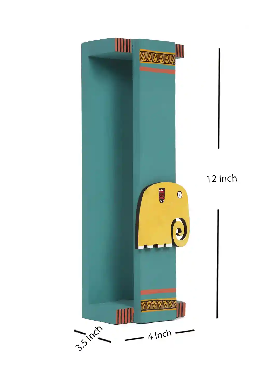 Shilpkara Happy Elephant Handcrafted Wall Mounted Wooden Towel Rack Holder
