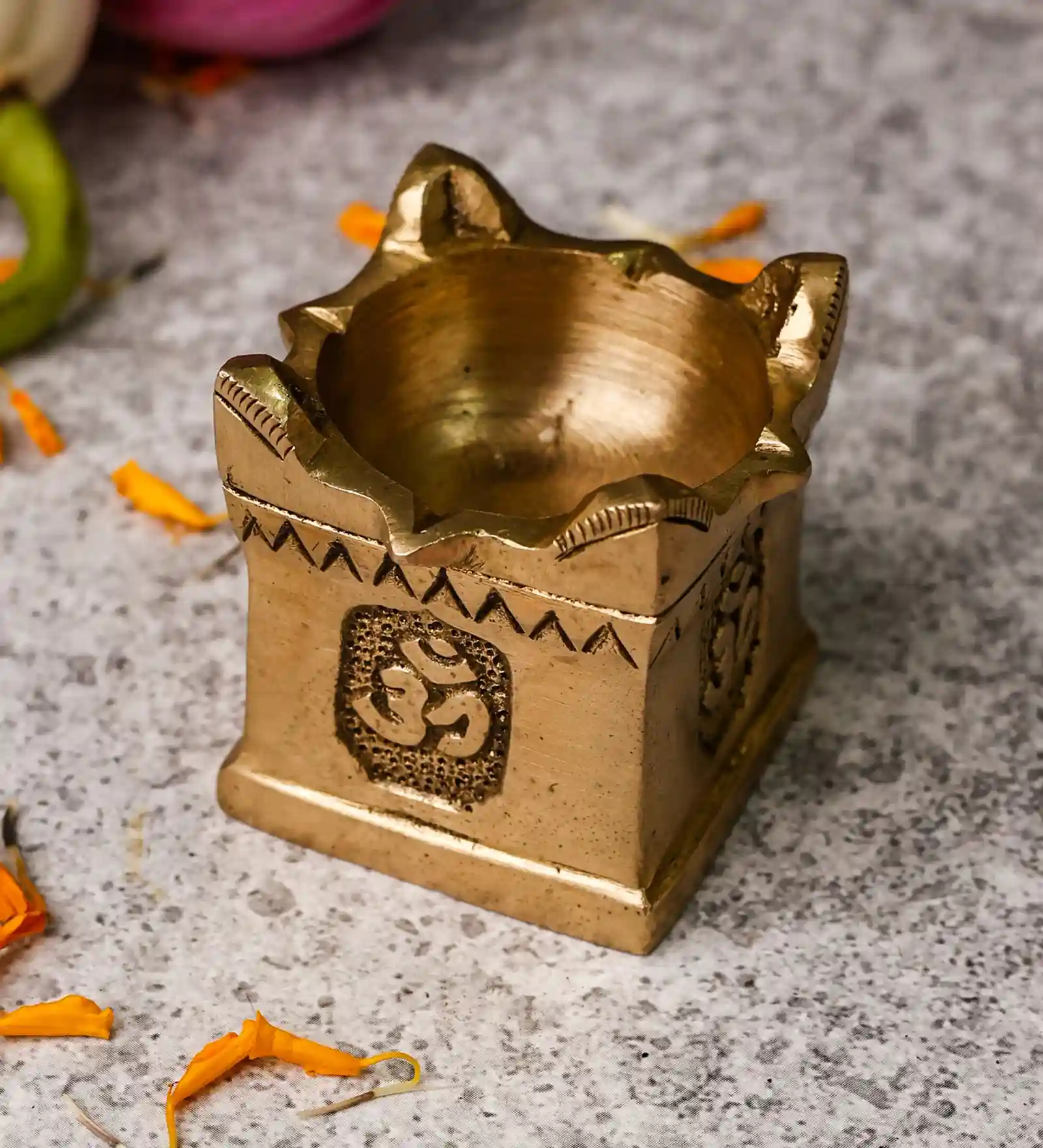 The Advitya Handcrafted Brass Tulsi Diya Oil Lamp