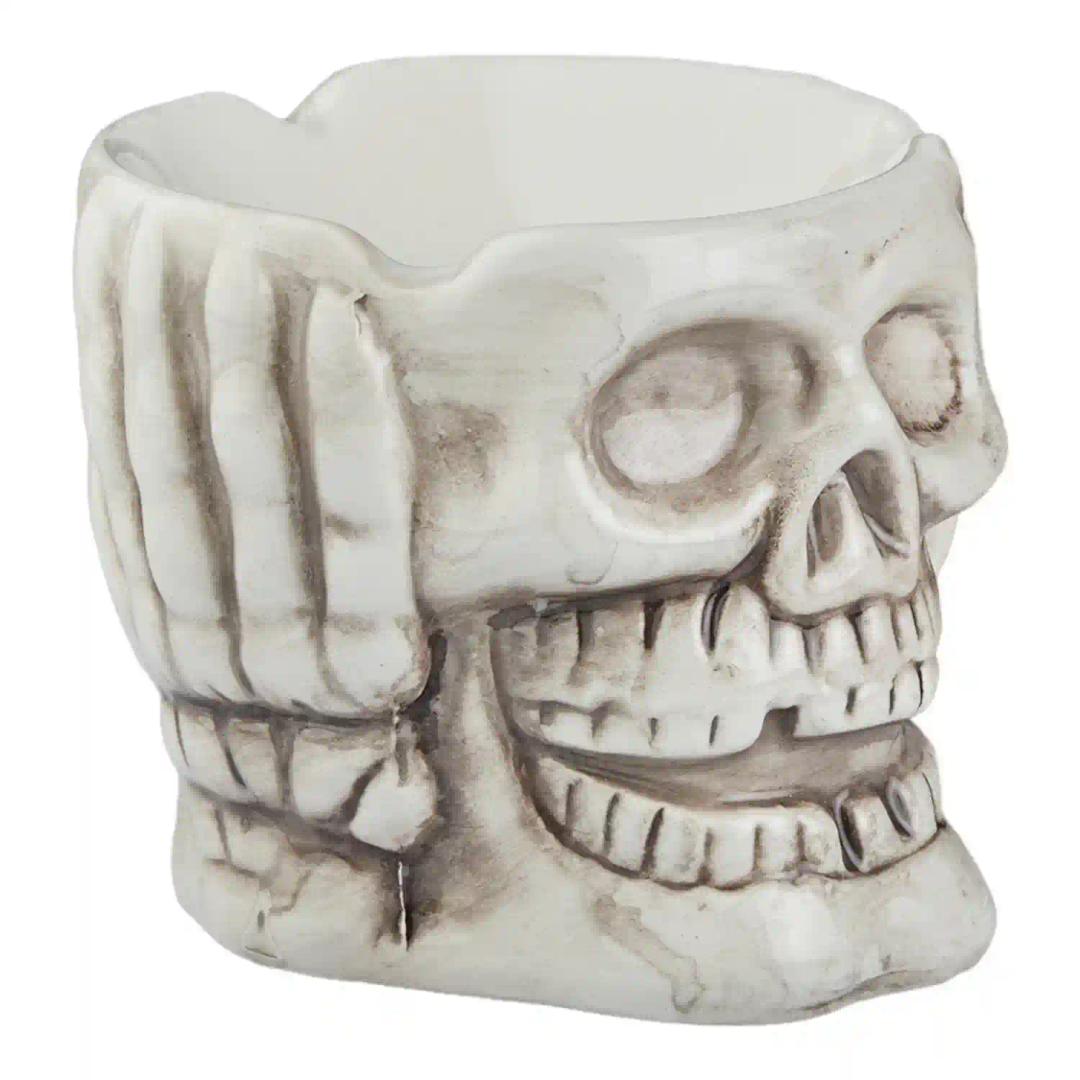 Kookee Groovy Ceramic Ashtray - Unique and Colorful Smoking Accessory with Retro Vibes - Funky Decor for Smokers and Collectors, White Skull (10684)