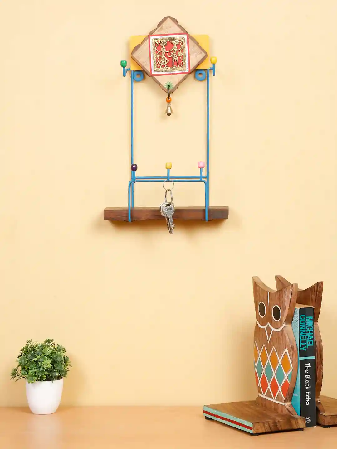 Shilpkara Dhokra Motifs Finish Wall Magazine Metal Holder Rack