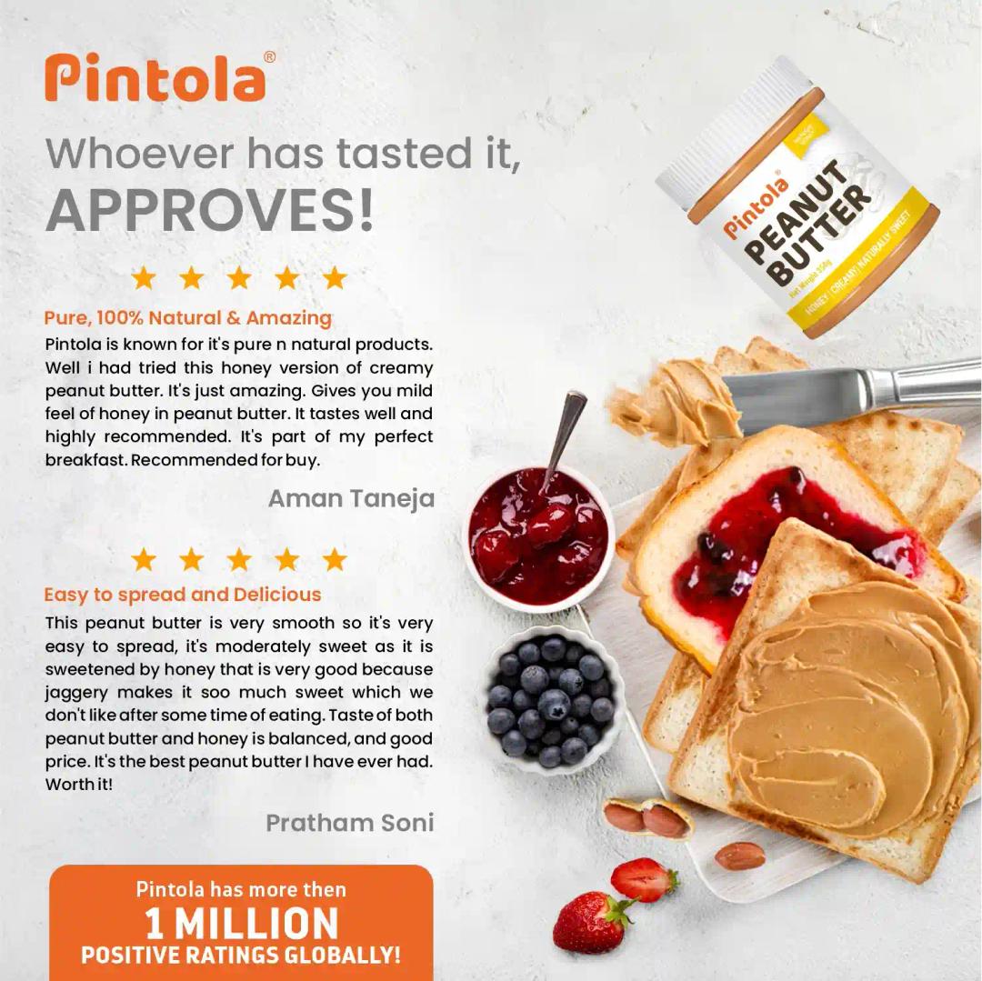 Pintola All Natural Honey Peanut Butter Creamy 350g