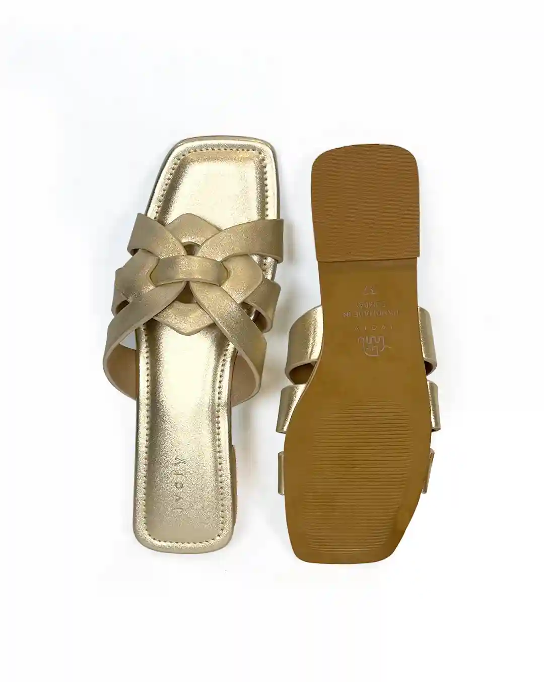 Sabrina Gold Flats For Women (Size - 35)