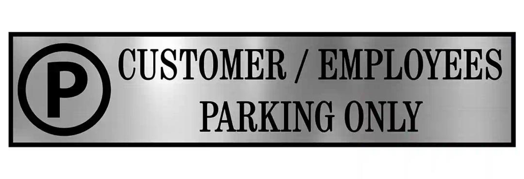 Gugan's Parking Signs with Self Adhesive Signboard Signage for Office, Hospitals, Colleges, Supermarket | Laser Engraved Acrylic Sheet - Customer & Employees Parking (Silver)