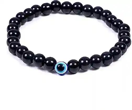 Plain Beads Bracelet  Pack of 1- Black Evil Eye