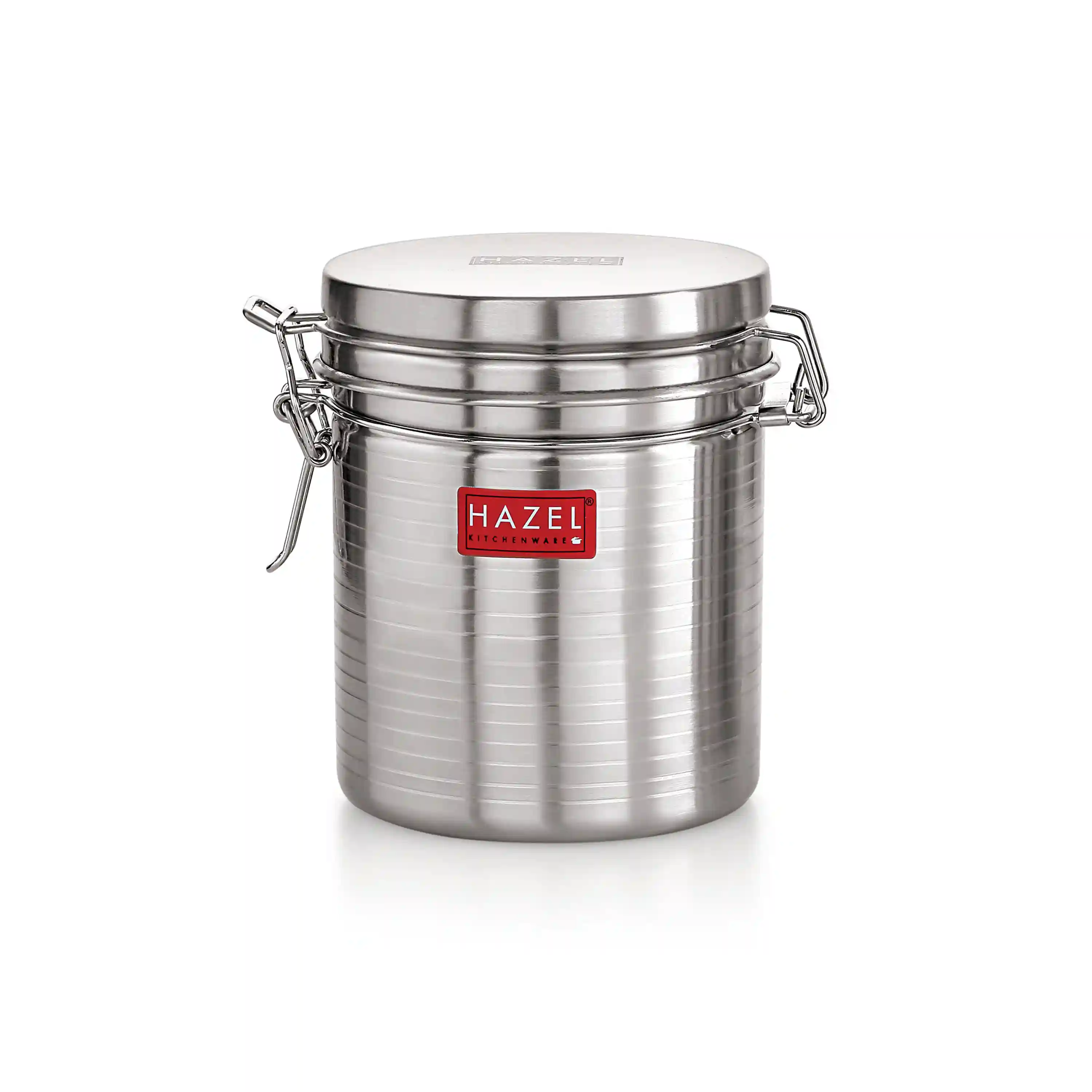HAZEL Stainless Steel Container with Clip Lock |Steel Container For Kitchen Storage Set | Steel Storage Box For Kitchen, 900 ML, Silver