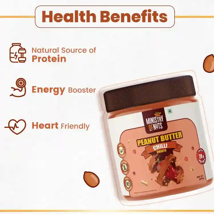 MINISTRY OF NUTS Peanut Butter Chilli Smooth 200G & Schezwan Smooth Peanut Butter 200G Total 400G - Pack Of 2