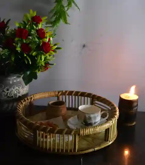 Cane Wood Round Basket