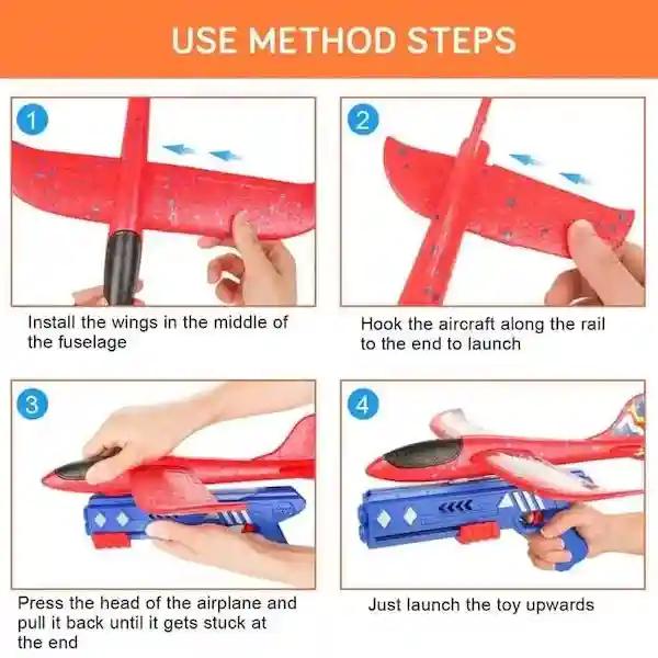 Ji and Ja Airplane Launcher Gun, Safe & Long Range Plane Shoot Foam Plane With Gun