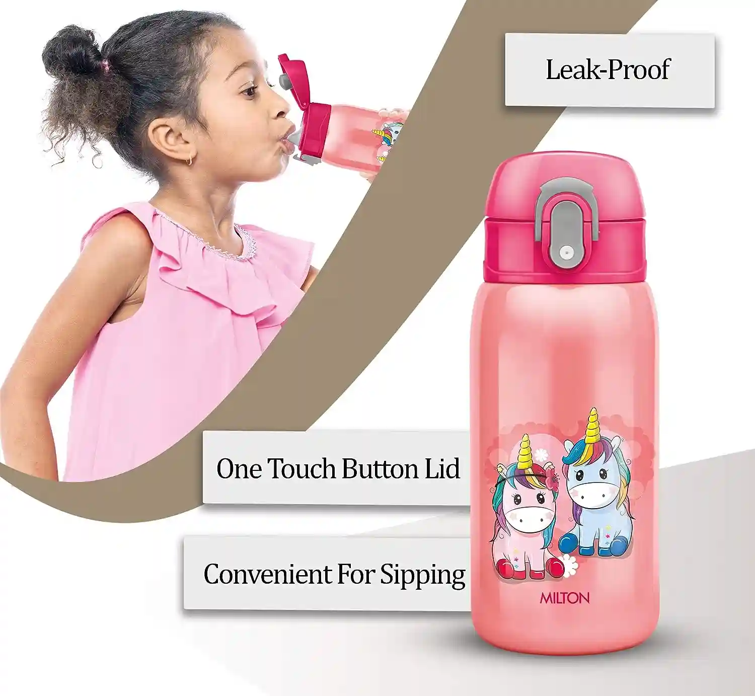 Milton Jolly Thermosteel Sipper Water Bottle (300 ml, Pink)