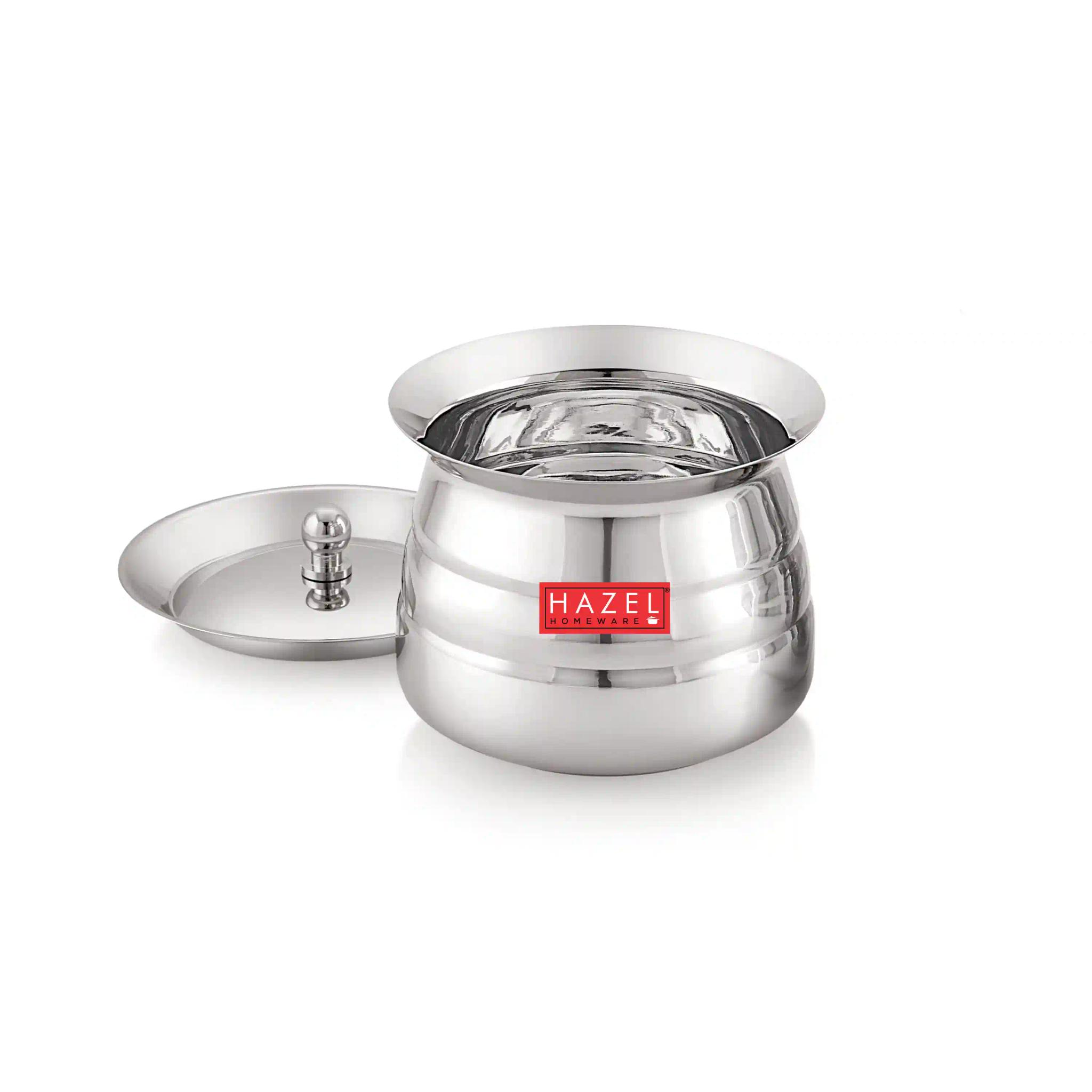 HAZEL Serving Handi with Lid | Dal Handi for Serving | Serving Handi Big with Lid | Dal Handi for Serving, 850 ml, Silver