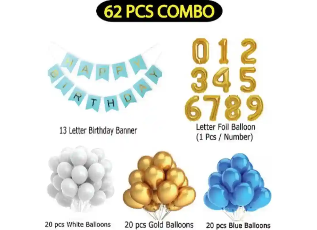TrendzyKart 3rd Year Decoration Kit For Boy And Girl With Banner And Balloons (Blue)