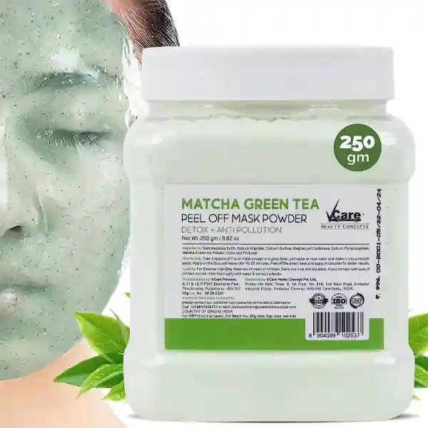 Vcare Jelly Matcha Green Tea Peel Off Mask For Facials Skincare |Face Mask Powder 250g - Facial Skin Care Product for Women Smoothing, Moisturizing, Cleansing, Refreshing