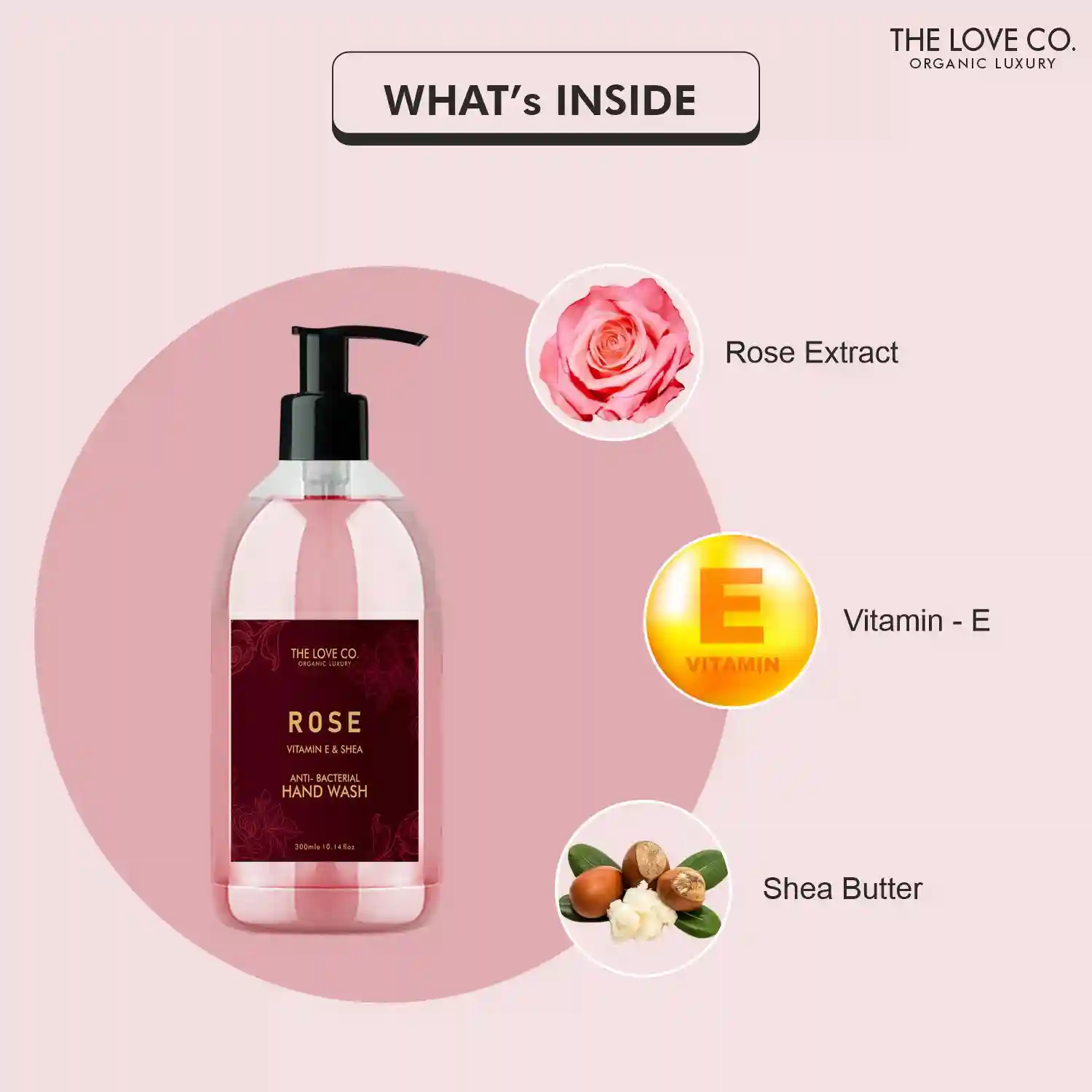 THE LOVE CO. Rose Hand Wash For Moisturized Hand - 300ml