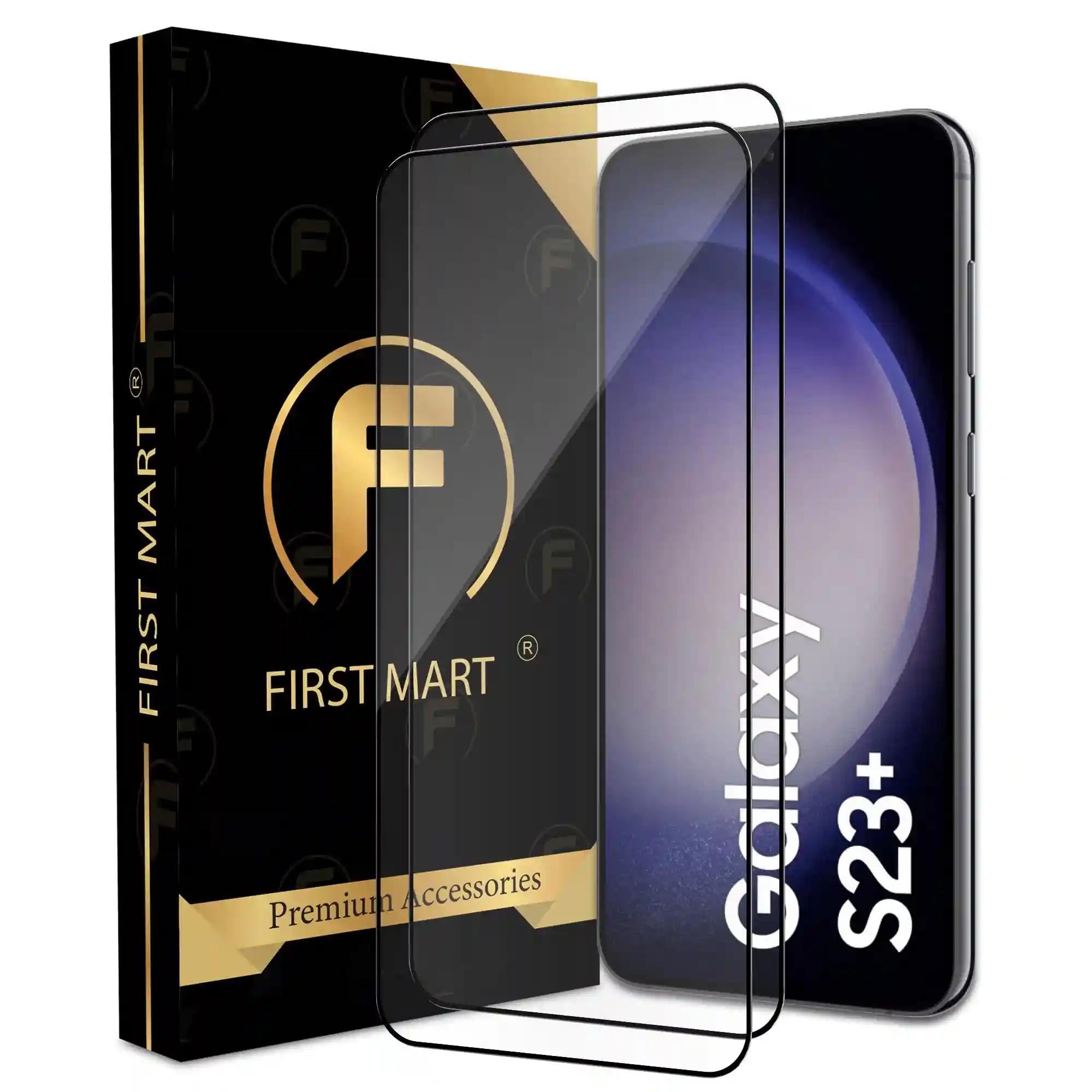 FIRST MART Premium Tempered Glass for Samsung Galaxy S23 Plus 5G / Samsung S22 Plus with Edge to Edge Coverage and Easy Installation Kit, Pack of 2