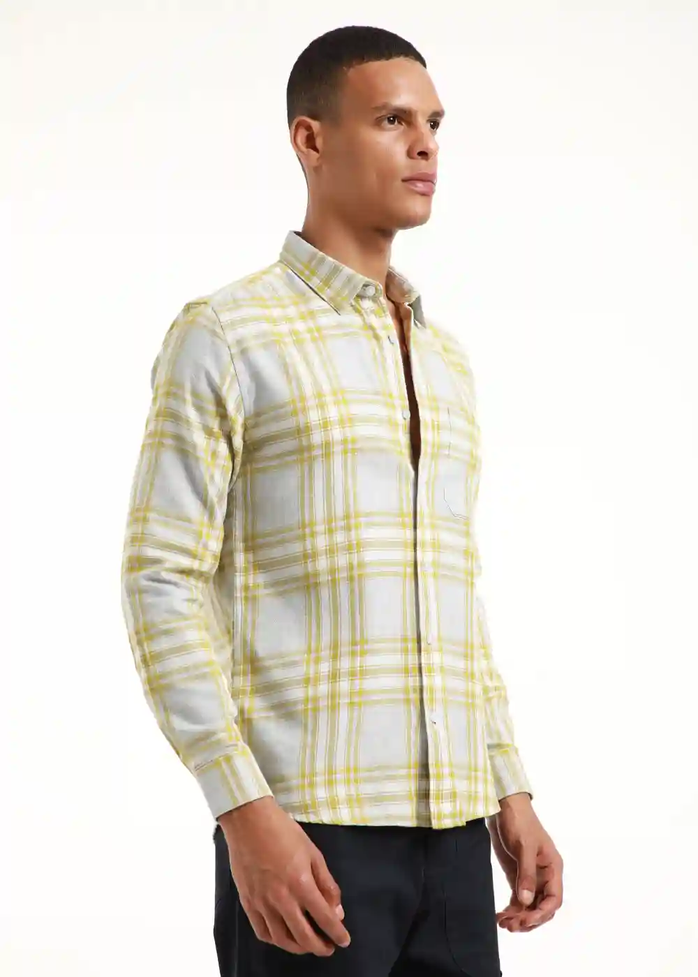 Banana Club Melange Lime Green Check Shirt- (Small)