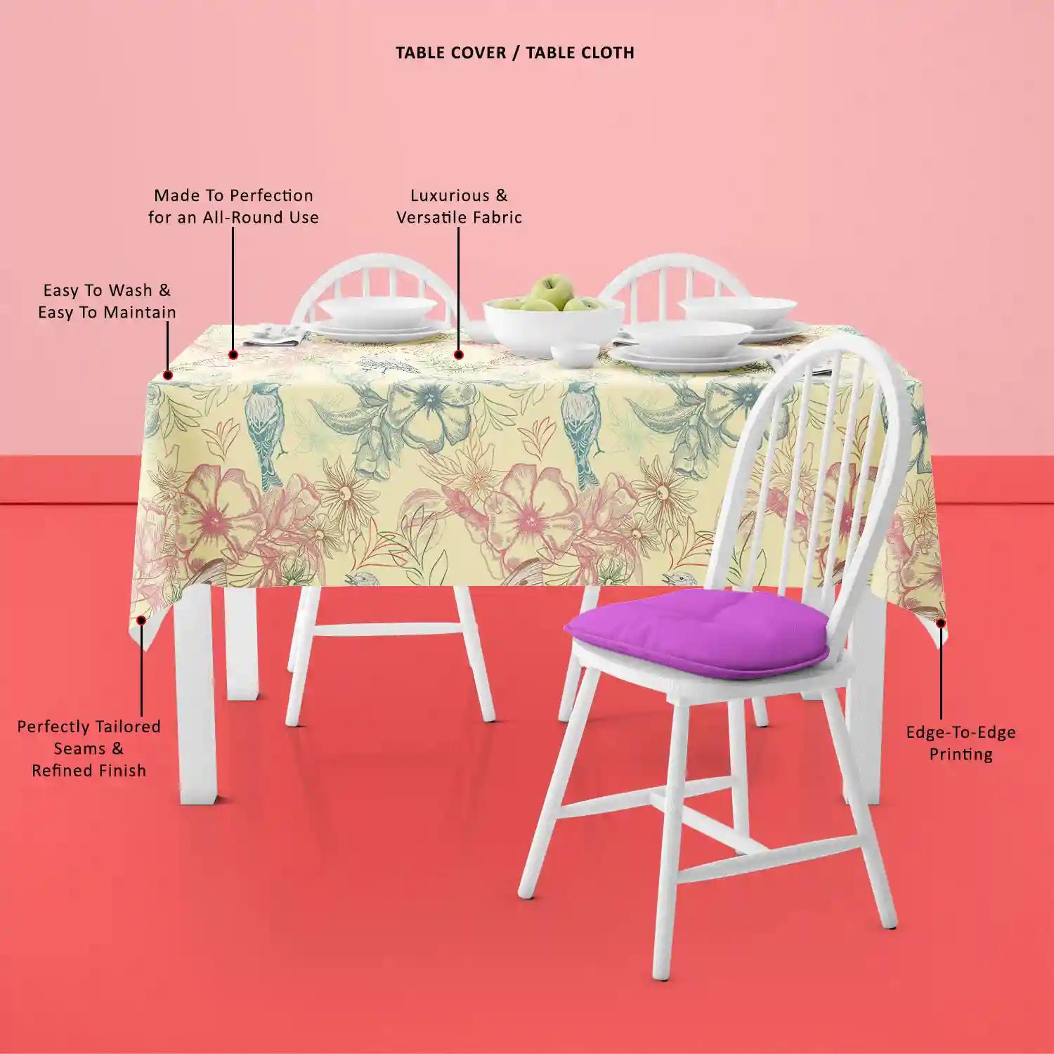 ArtzFolio Spring Flowers D4 | Table Cloth Cover for Dining & Center Table | Velvet Fabric | 8-Seater Table; 54 x 81 inch (137 x 206 cms)