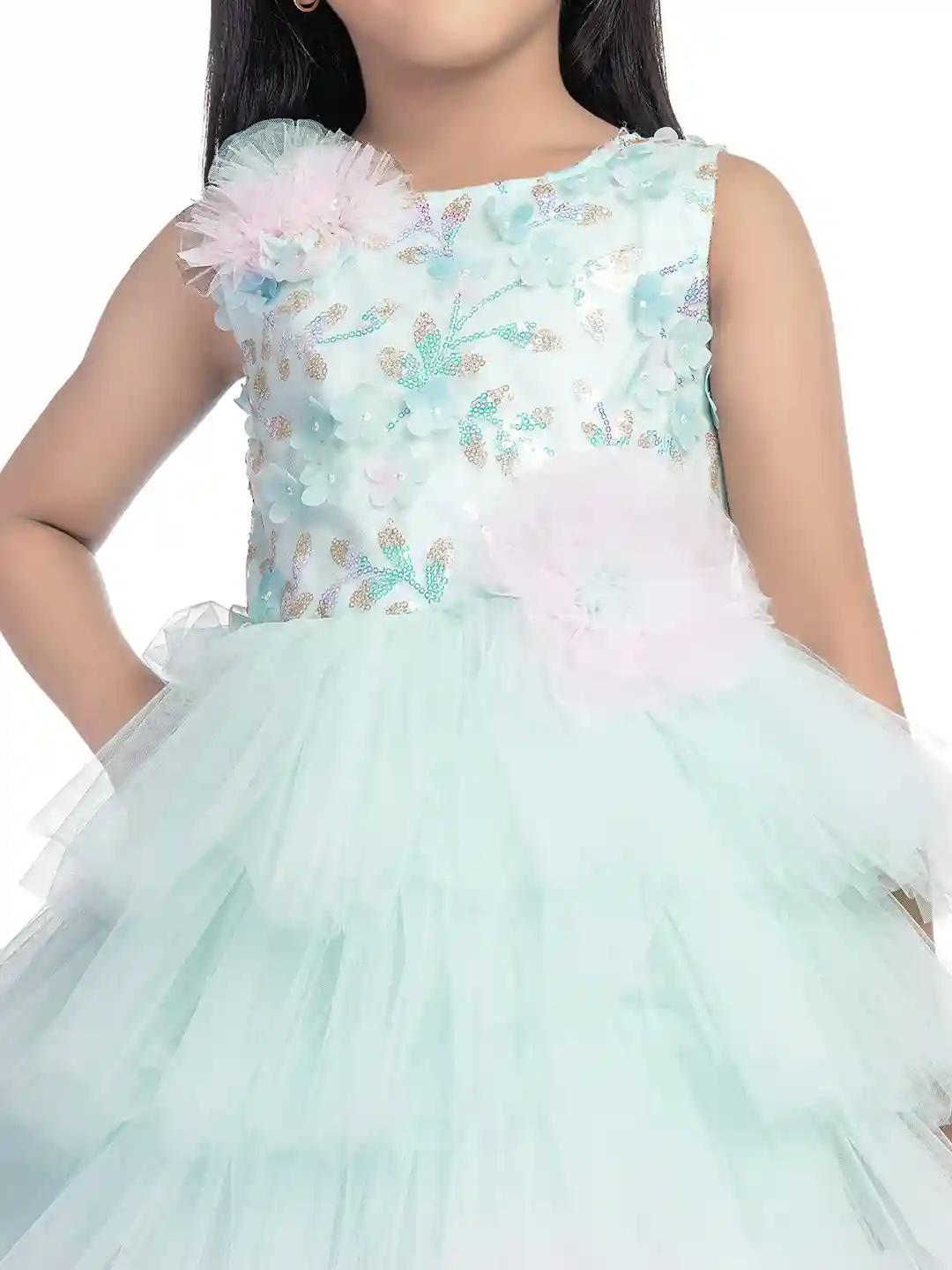 Betty Blue Colored Net Fabric Stitched Gown - 5-6 Yrs