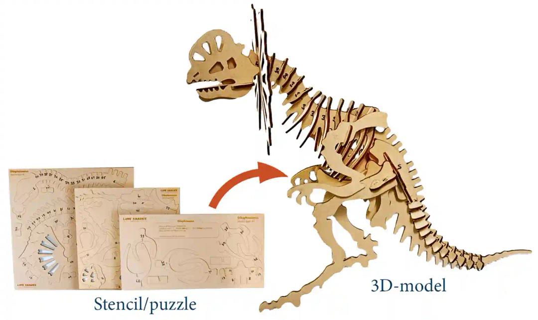 3D Model of dilophosaurus dinosaur in form of puzzle DIY KIT