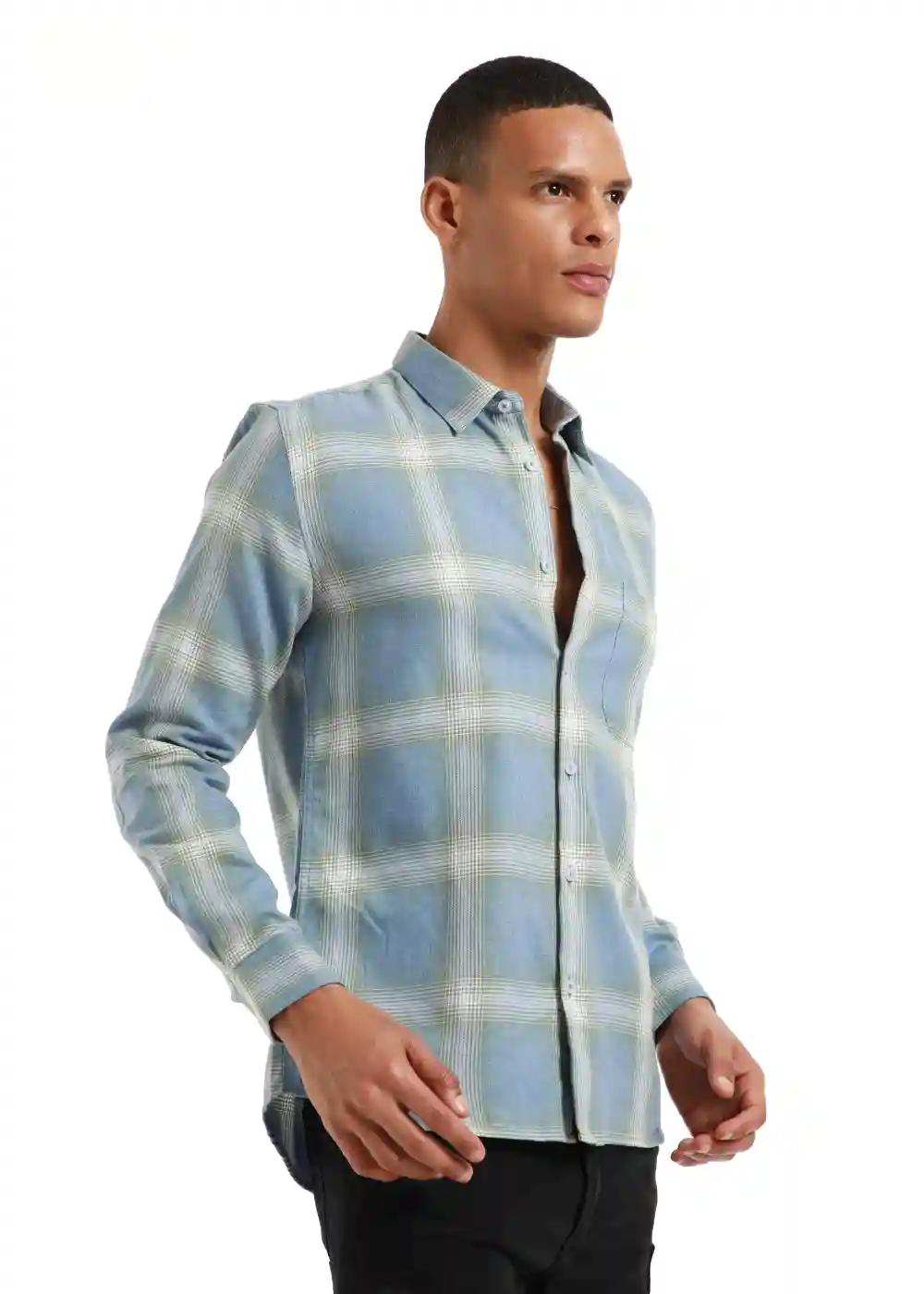 Banana Club Melange Blue Bonnet Check Shirt- (Small)