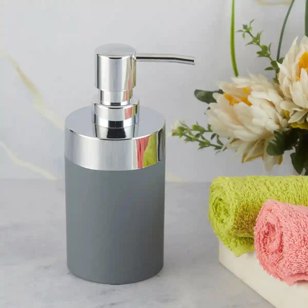 Kookee Acrylic Liquid Handwash Soap Dispenser pump for Bathroom, Hand wash refillable bottle for Kitchen wash basin, Set of 1 - Grey (9956)