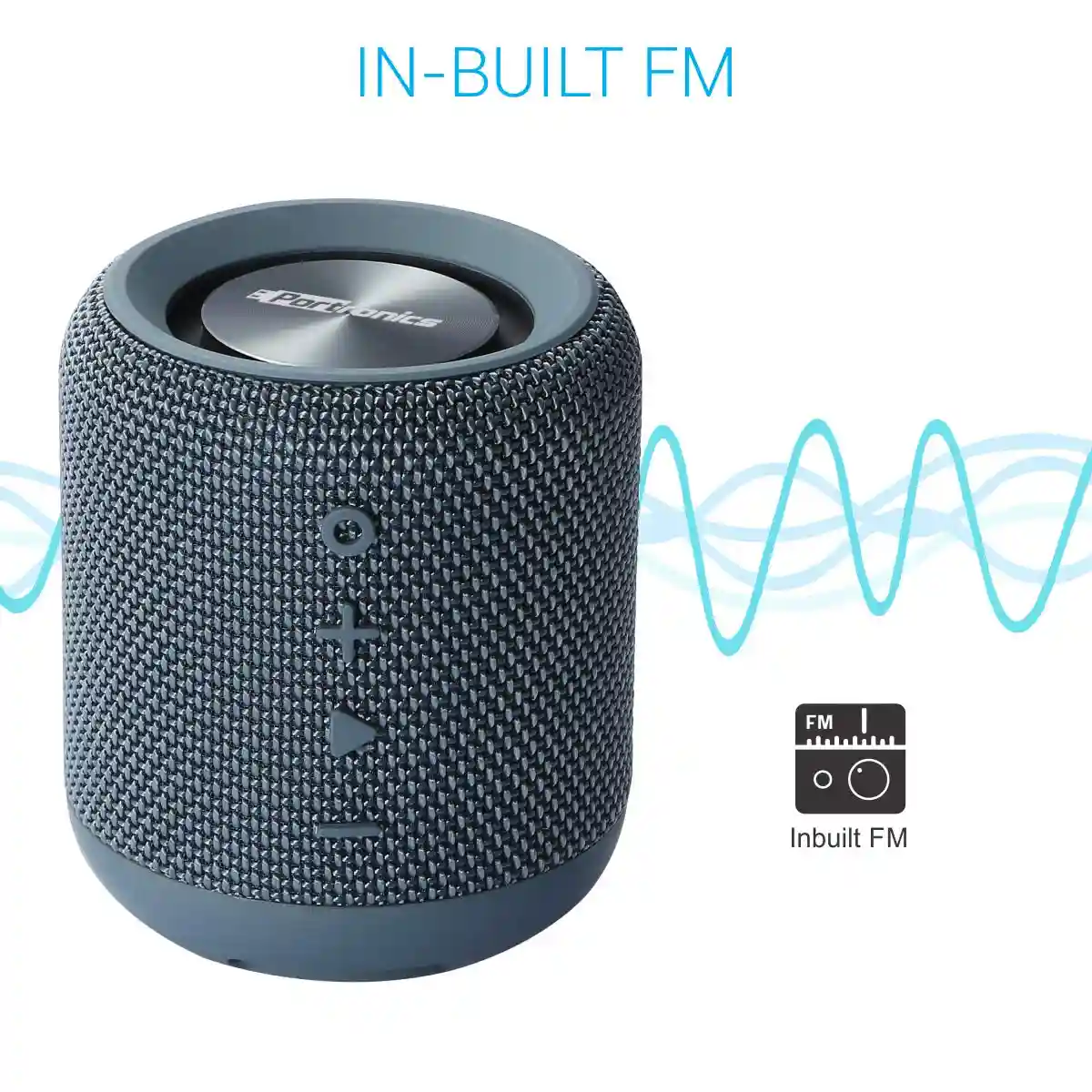 Portronics SoundDrum 10W Portable Bluetooth Stereo Speaker with Powerful Bass, 3.5mm AUX, USB Music, In-Built Mic, In-Built FM, 6-7 Hrs Playtime(Blue)